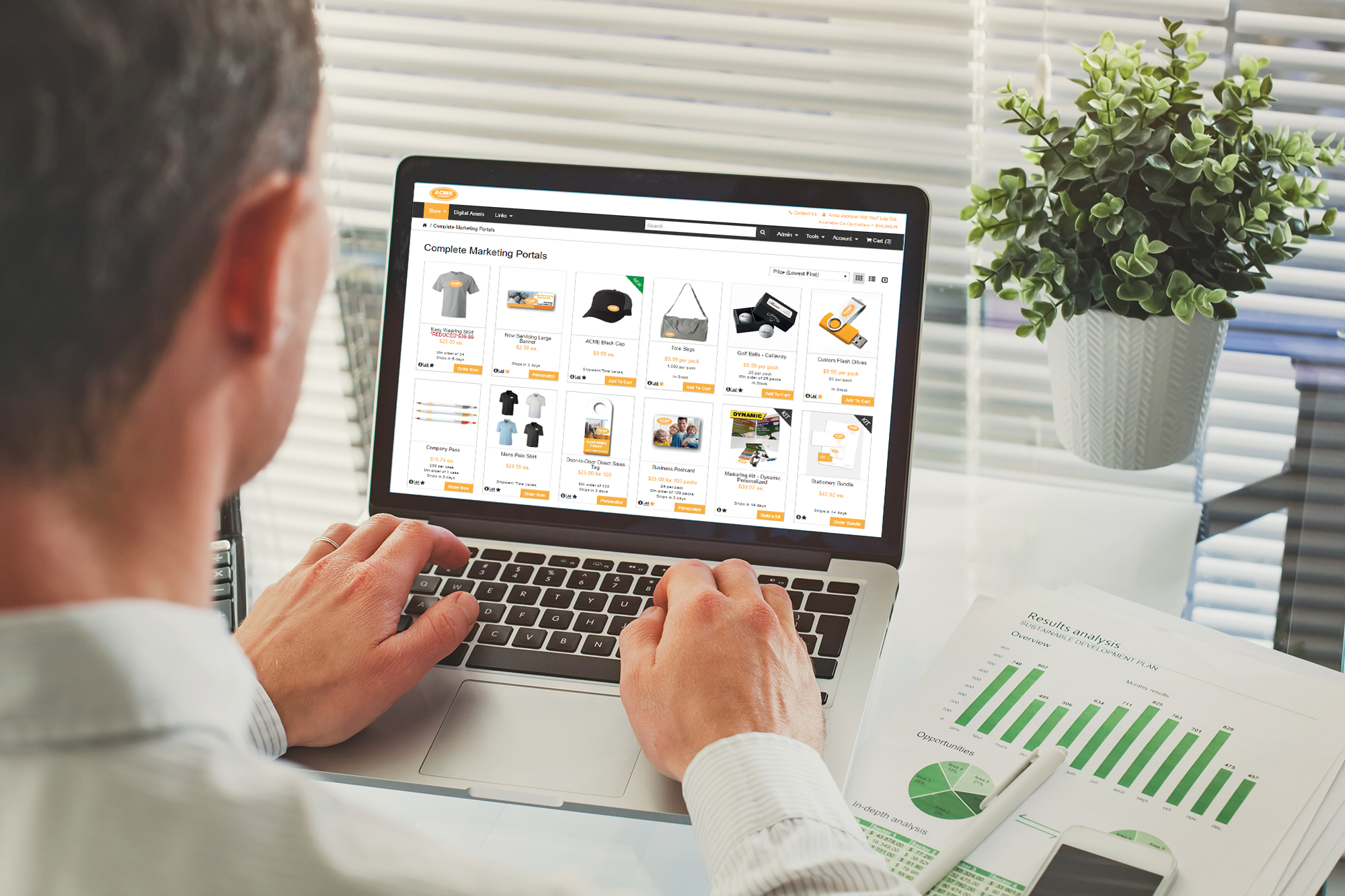 front end web to print marketing portal stock image