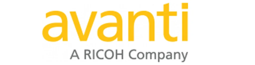 Avanti logo with "A RICOH Company" tagline, representing integration solutions for business automation and workflows.