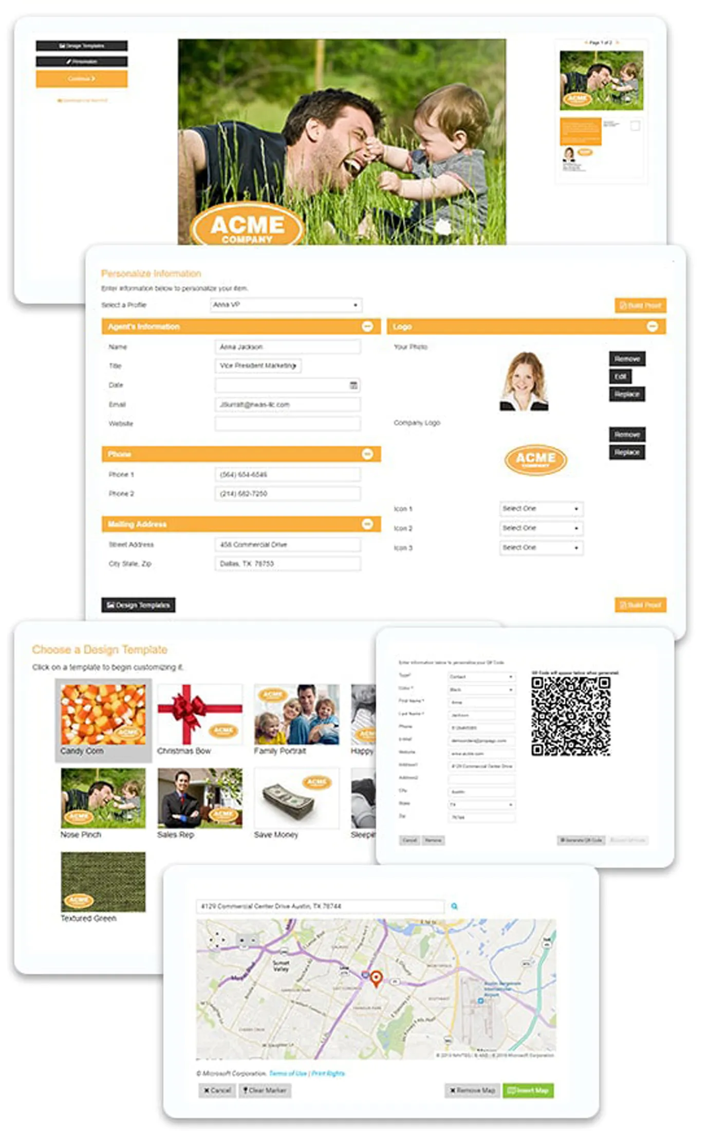 Propago personalization engine interface showcasing marketing asset customization and web-to-print design templates.