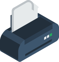 Variable data printing workflow and printer illustration.